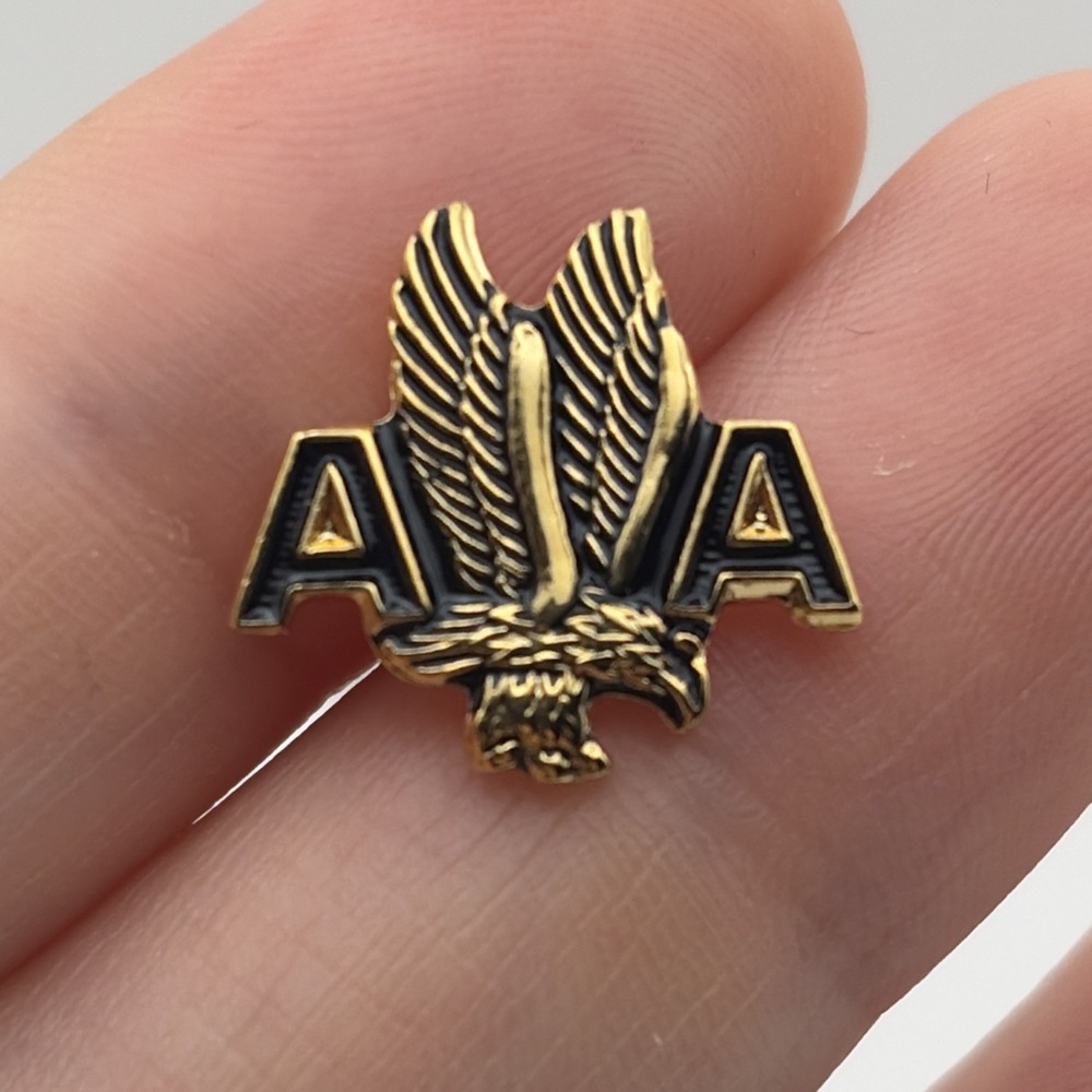 American Airlines Eagle Logo Gold Tone AA Collectible Employee Lapel Hat Pin
